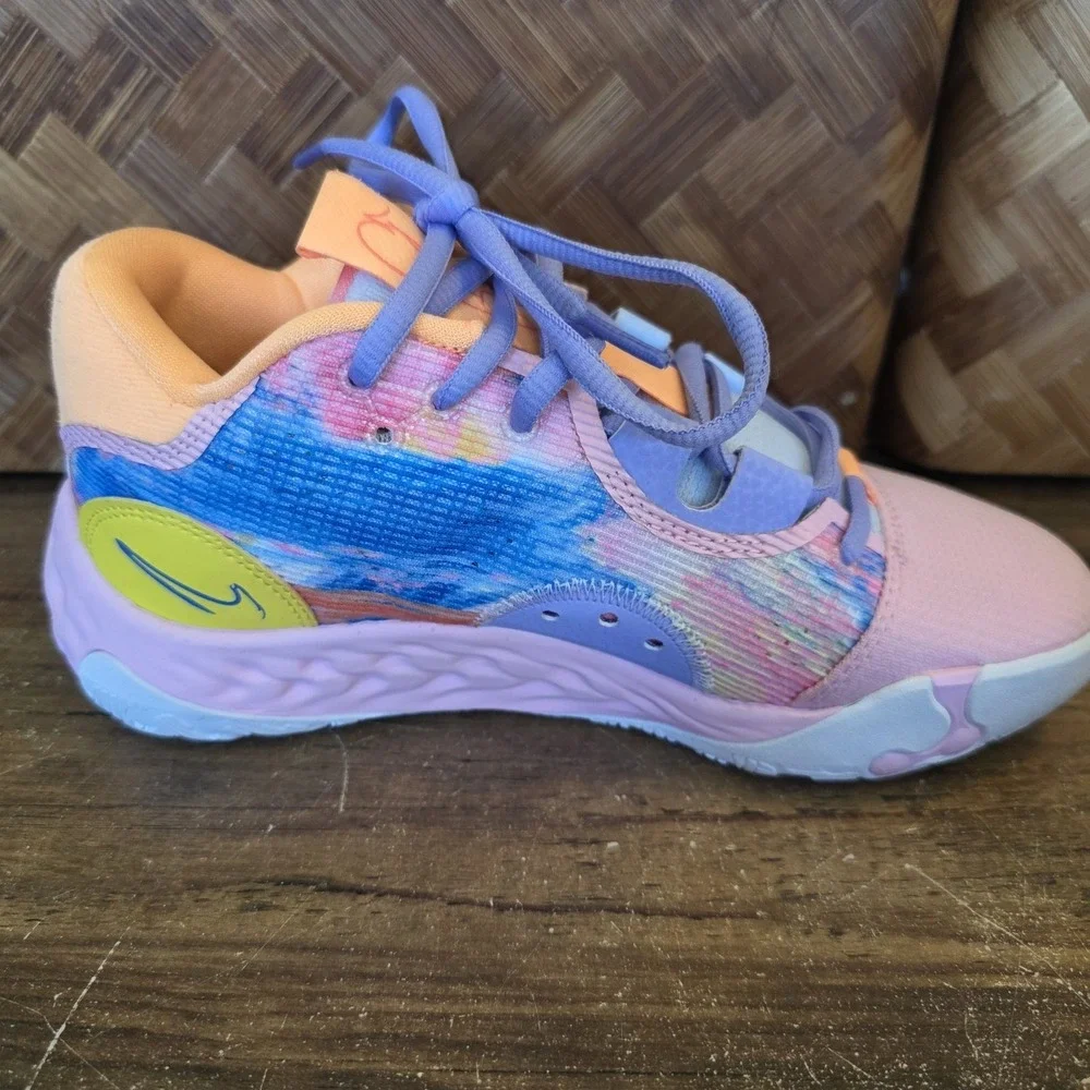 Nike Shoes Youth Size 4.5 PG 6 Painted Swoosh Blue Pink D09824-100 New